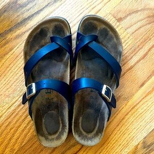 Birkenstock navy blue with gold buckle sandals size 37